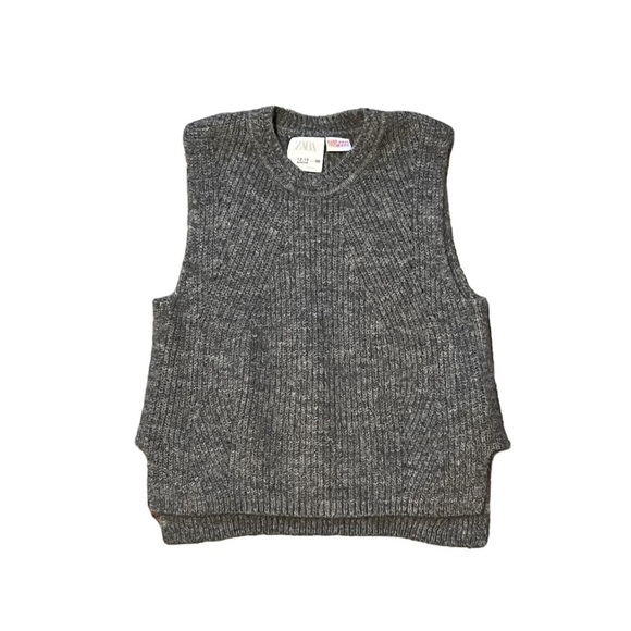 Girls 12-18M Zara Gray Knitted Sleeveless Shirt/Pants Outfit - Picture 2 of 3